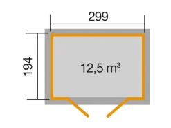 Holz-Gartenhaus Gartenhaus 323 Versetztes Satteldach Unbehandelt 217 cm*Weka New