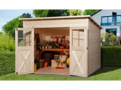 Holz-Gartenhaus Triest Pultdach Unbehandelt 299 cm x 299 cm*Weka Hot