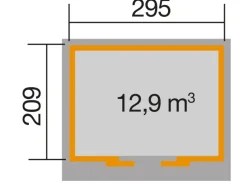Holz-Gartenhaus Turin Pultdach Lasiert 295 cm x 249 cm*Weka Online