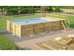 Weka Aufstellpools|Massivholzpool 595 Gr.2 490 x 644 x 203 cm Blau Mosaik