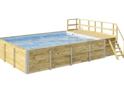 Weka Aufstellpools|Massivholzpool 595 Gr.2 490 x 644 x 203 cm Blau Mosaik