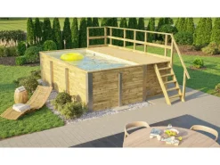 Weka Aufstellpools|Massivholzpool 595 Gr.1 Technikraum/Sonnendeck 490x309x203 cm SandMix