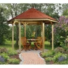 Weka Gartenlauben|Pavillon 656 Sparset Gr.1 mit Roten Dachschindeln 326 cm x 376 cm