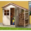 Weka Kaminholzregale|Gartenschränke|Terrassenschrank Größe 2 mit Doppeltür und Schleppdach Natur