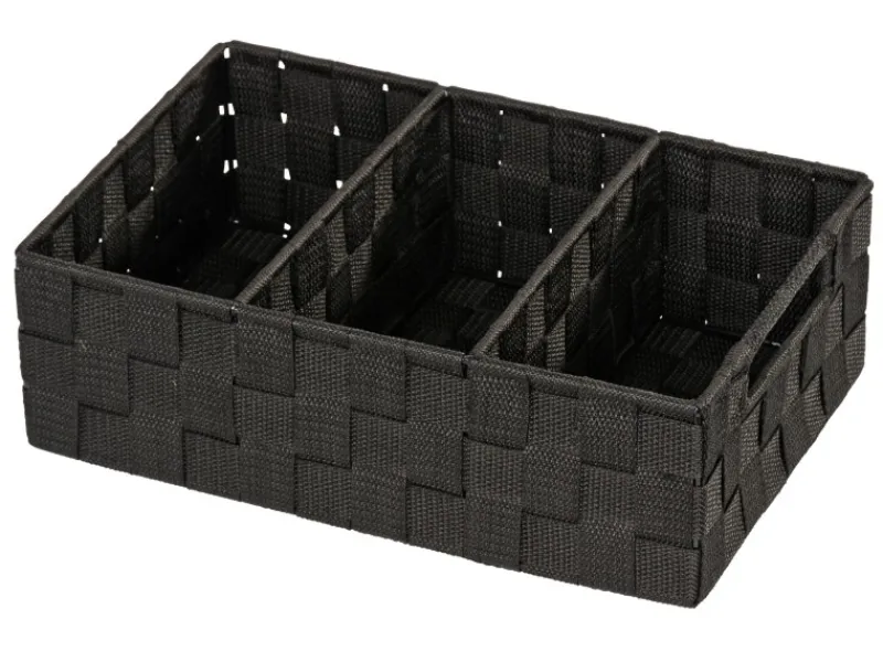 Wenko Universalboxen|Organizer Adria Schwarz 3 Fächer mit Griff 6 l Polypropylen 32 x 10 x 21cm