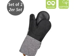 Wenko Grillzubehör|Topfhandschuhe Ada 2er-Set Silikon-Handflächen Schwarz