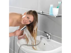 Wenko Campingzubehör|Waschbeckenbrause mit Duo Haken Edelstahl 170 x 2.7 x 2.7 cm Silber glänze