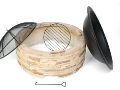 Westmann Feuerschalen|Feuerstelle mit Abfanggitter Steinoptik