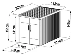 Metall-Fahrradgarage Velos 2 Schwarz 133 cm x 222 cm x 151 cm*Westmann Discount