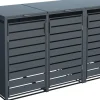 Westmann Mülltonnenboxen|Gartenschränke|Mülltonnenbox Kubus Metall 3er Box 240 l Anthrazit 116 x 200 x 80 cm