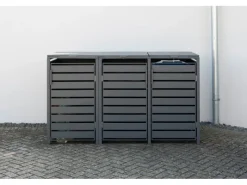 Westmann Mülltonnenboxen|Gartenschränke|Mülltonnenbox Kubus Metall 3er Box 240 l Anthrazit 116 x 200 x 80 cm