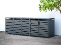 Westmann Mülltonnenboxen|Gartenschränke|Mülltonnenbox Kubus Metall 5er Box 240 l Anthrazit 116 x 332 x 80 cm