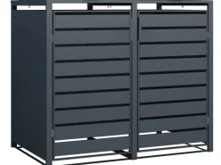 Westmann Mülltonnenboxen|Gartenschränke|Mülltonnenbox Kubus Metall 2er Box 240 l Anthrazit 116 x 132 x 80 cm