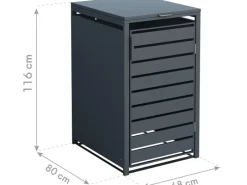 Westmann Mülltonnenboxen|Mülltonnenbox Kubus Metall 1er Box 240 l Anthrazit 116 x 68 x 80 cm