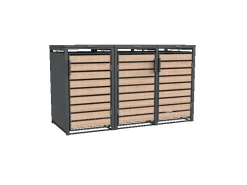 Mülltonnenbox Lacina 3 x 240 l Anthrazit/Holzoptik 80 x 200 x 116 cm*Westmann Outlet