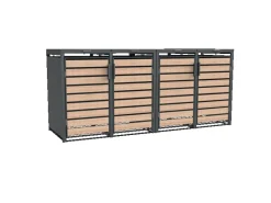 Mülltonnenbox Lacina 4 x 240 l Anthrazit/Holzoptik 80 x 264 x 116 cm*Westmann Best
