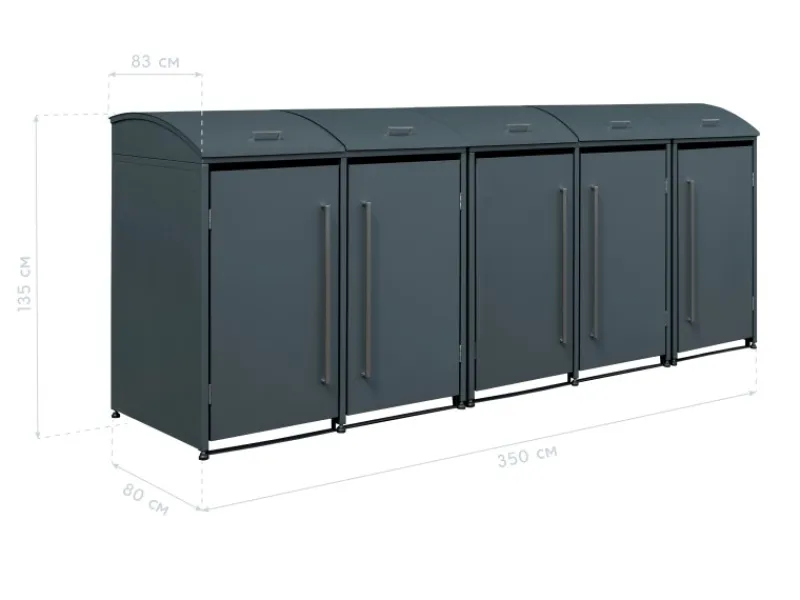 Westmann Mülltonnenboxen|Mülltonnenbox Moderna 5 x 240 l Anthrazit 83 cm x 350 cm x 135 cm