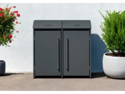 Westmann Mülltonnenboxen|Gartenschränke|Mülltonnenbox Moderna 2 x 240 l Anthrazit 83 cm x 139 cm x 135 cm