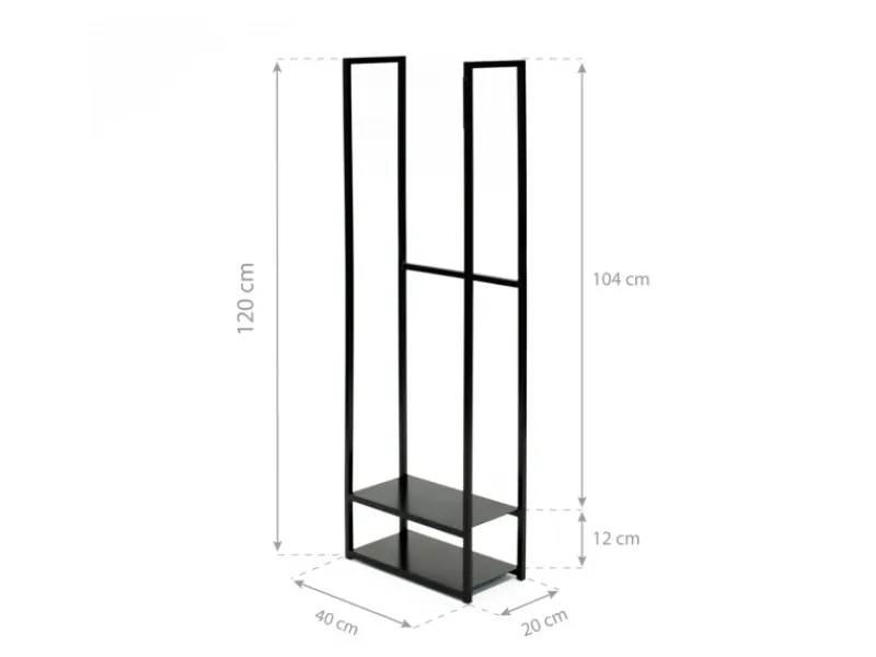 Stahl Kaminholzregal Porthos Schwarz 40x20x120 cm*Westmann New