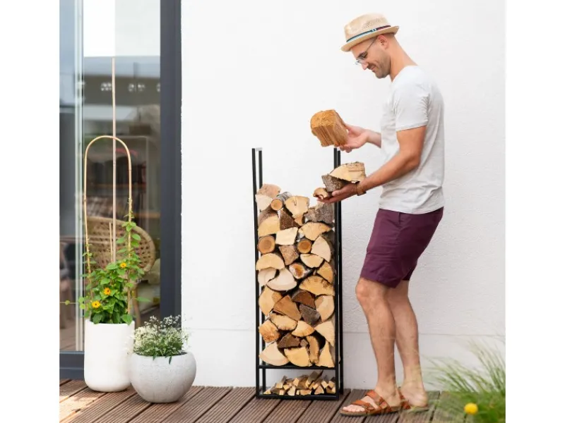 Stahl Kaminholzregal Porthos Schwarz 40x20x120 cm*Westmann New