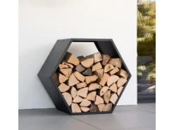 Stahl Kaminholzregal Biene Schwarz 88x45x77 cm*Westmann Discount