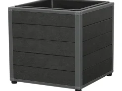 WPC Quader Monaco mit Alurahmen Grau mit PP-Pflanzeinsatz 33x33x33 cm* Best