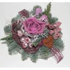 Zementherz mit Rose und Rostfarbenen Metallherz ca. 18 cm Brombeere* New